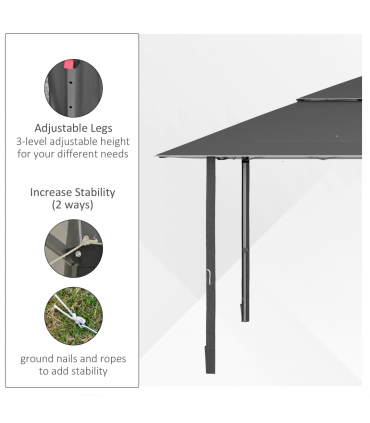 Outsunny 4 x 4m Outdoor Pop-Up Canopy Tent Gazebo Adjustable Legs Bag Dark Grey