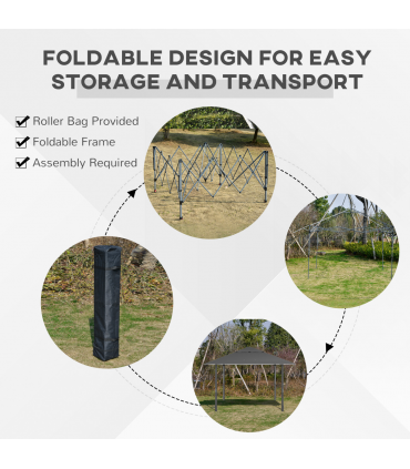 Outsunny 4 x 4m Outdoor Pop-Up Canopy Tent Gazebo Adjustable Legs Bag Dark Grey