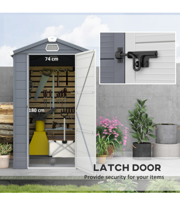 Outsunny 4 x 6ft Garden Shed Storage with Foundation Kit and Vents, Grey