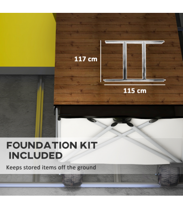 Outsunny 4 x 6ft Garden Shed Storage with Foundation Kit and Vents, Grey
