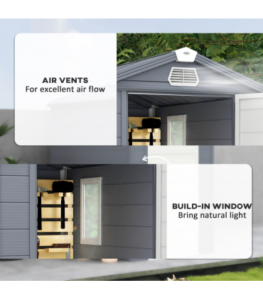 Outsunny 4 x 6ft Garden Shed Storage with Foundation Kit and Vents, Grey