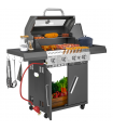 Outsunny 4+1 Burner Gas BBQ Grill with Clear View Lid, Thermometer, Black