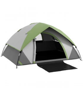 Outsunny 4-5 Man Camping Tent with Sewn-in Groundsheet, 3000mm Waterproof, Green