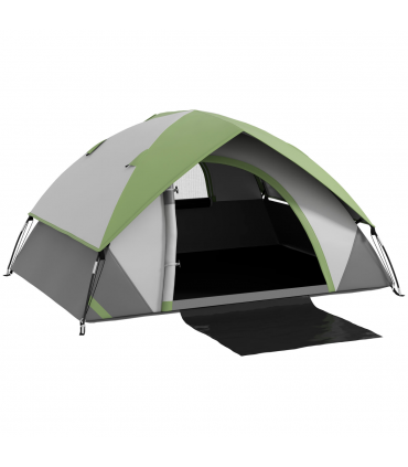 Outsunny 4-5 Man Camping Tent with Sewn-in Groundsheet, 3000mm Waterproof, Green