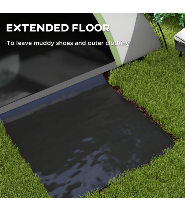 Outsunny 4-5 Man Camping Tent with Sewn-in Groundsheet, 3000mm Waterproof, Green