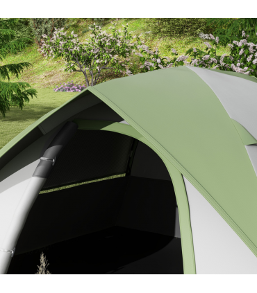 Outsunny 4-5 Man Camping Tent with Sewn-in Groundsheet, 3000mm Waterproof, Green