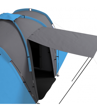 Outsunny 4-6 Man Camping Tent with 2 Bedroom and Living Area, Grey and Blue