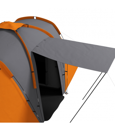 Outsunny 4-6 Man Camping Tent with 2 Bedroom and Living Area, Grey and Orange
