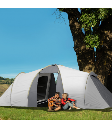 Outsunny 4-6 Person Camping Tent with 2 Bedroom, Living Area and Vestibule