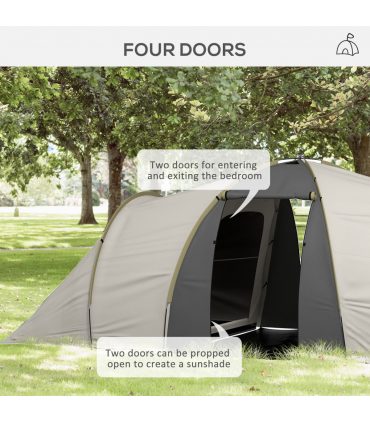 Outsunny 4-6 Person Camping Tent with 2 Bedroom, Living Area and Vestibule