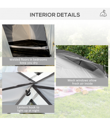 Outsunny 4-6 Person Camping Tent with 2 Bedroom, Living Area and Vestibule