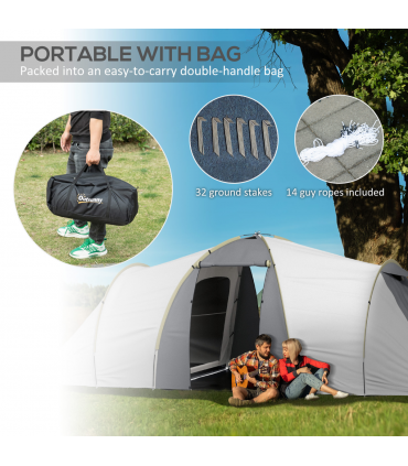 Outsunny 4-6 Person Camping Tent with 2 Bedroom, Living Area and Vestibule