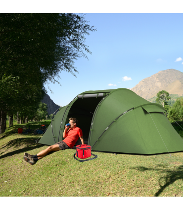 Outsunny 4-6 Persons Camping Tent Dome Family Travel Group Hiking Room Fishing