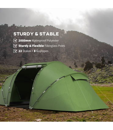 Outsunny 4-6 Persons Camping Tent Dome Family Travel Group Hiking Room Fishing