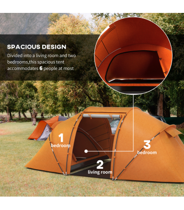 Outsunny 4-6 Persons Camping Tent Dome Family Travel Group Hiking Room Fishing