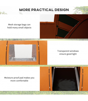 Outsunny 4-6 Persons Camping Tent Dome Family Travel Group Hiking Room Fishing