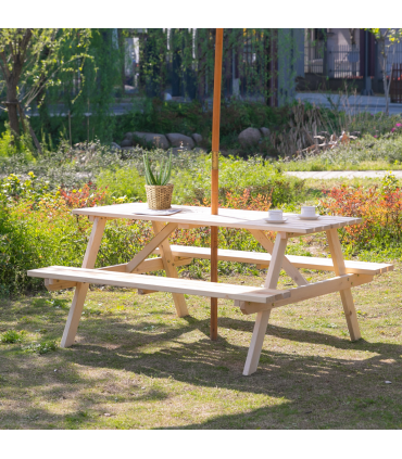 Outsunny 4-Seater Wooden Picnic Set-Fir Wood