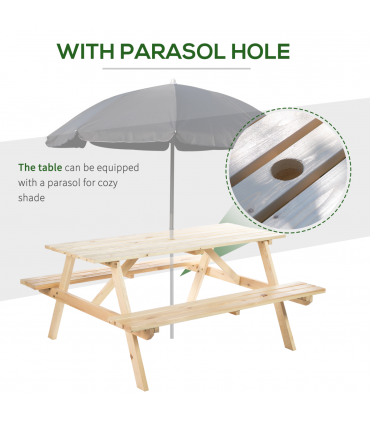 Outsunny 4-Seater Wooden Picnic Set-Fir Wood