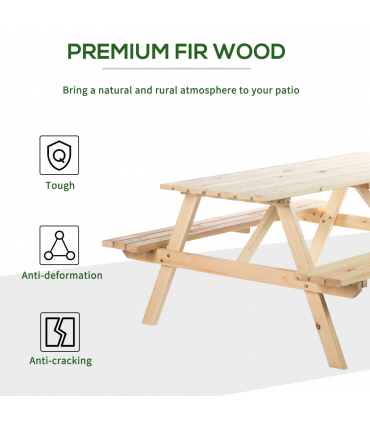 Outsunny 4-Seater Wooden Picnic Set-Fir Wood