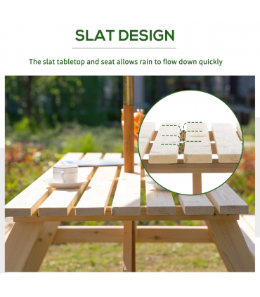 Outsunny 4-Seater Wooden Picnic Set-Fir Wood