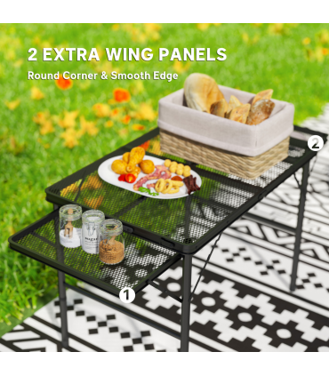 Outsunny 4.5ft Portable Folding Table, Height Adjustable Metal Picnic Table