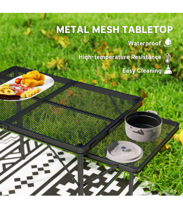 Outsunny 4.5ft Portable Folding Table, Height Adjustable Metal Picnic Table