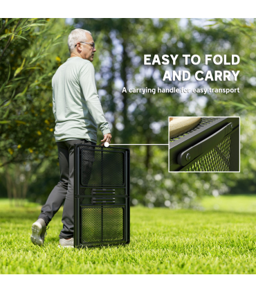 Outsunny 4.5ft Portable Folding Table, Height Adjustable Metal Picnic Table