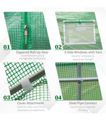 Outsunny 4.5m x 2m x 2m Walk-In Gardening Plant Greenhouse w/ PE Cover, Green