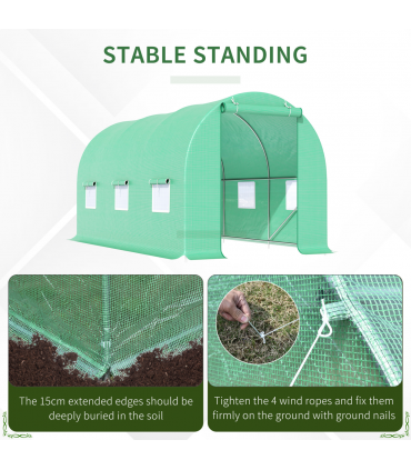 Outsunny 4.5m x 2m x 2m Walk-In Gardening Plant Greenhouse w/ PE Cover, Green