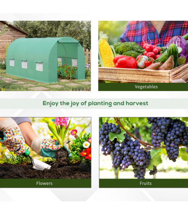 Outsunny 4.5m x 2m x 2m Walk-In Gardening Plant Greenhouse w/ PE Cover, Green