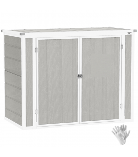 Outsunny 4.7 x 2.5FT Lockable Garden Shed, 2-Bin Storage Shed, Light Grey