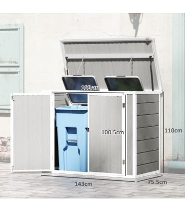 Outsunny 4.7 x 2.5FT Lockable Garden Shed, 2-Bin Storage Shed, Light Grey