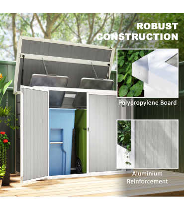 Outsunny 4.7 x 2.5FT Lockable Garden Shed, 2-Bin Storage Shed, Light Grey