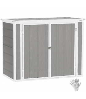 Outsunny 4.7 x 2.5FT Lockable Garden Shed, Double Bin Storage Shed, Grey
