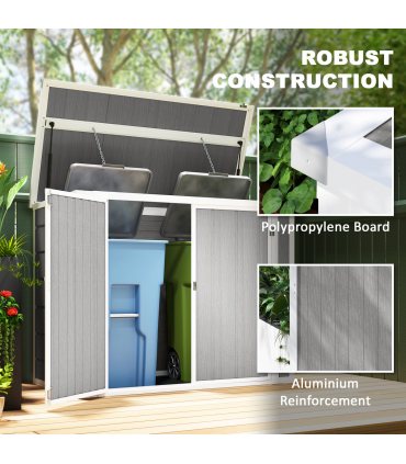 Outsunny 4.7 x 2.5FT Lockable Garden Shed, Double Bin Storage Shed, Grey