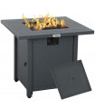 Outsunny 40,000 BTU Gas Firepit Table with Protective Cover, Grey