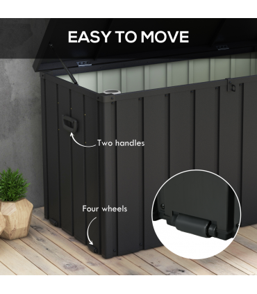 Outsunny 450L Outdoor Storage Box Waterproof with Wheels and Handles