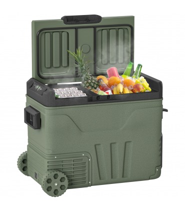 Outsunny 45L Camping Fridge Freezer Dual Zone Car Fridge, DC & AC, -20-20℃