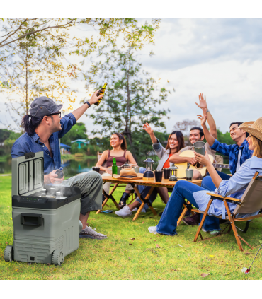 Outsunny 45L Camping Fridge Freezer Dual Zone Car Fridge, DC & AC, -20-20℃