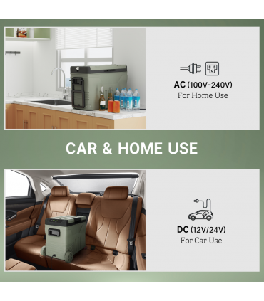Outsunny 45L Camping Fridge Freezer Dual Zone Car Fridge, DC & AC, -20-20℃