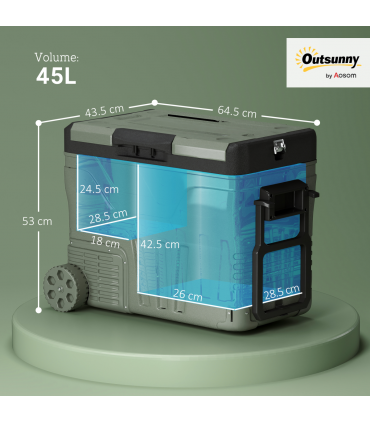 Outsunny 45L Camping Fridge Freezer Dual Zone Car Fridge, DC & AC, -20-20℃