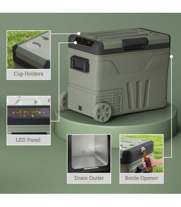 Outsunny 45L Camping Fridge Freezer Dual Zone Car Fridge, DC & AC, -20-20℃