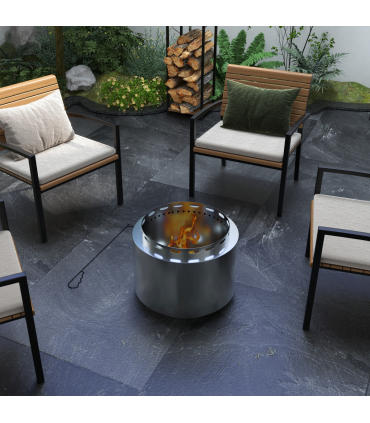 Outsunny 48.5cm Smokeless Wood Burning Firepit Stainless Steel Fire Pit, Silver