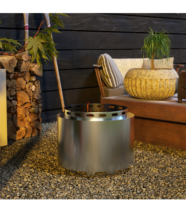 Outsunny 48.5cm Smokeless Wood Burning Firepit Stainless Steel Fire Pit, Silver