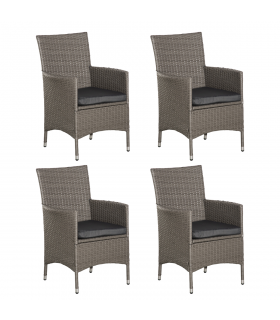 Outsunny 4PC Outdoor Rattan Armchair Wicker Dining Chair Set for Garden Grey
