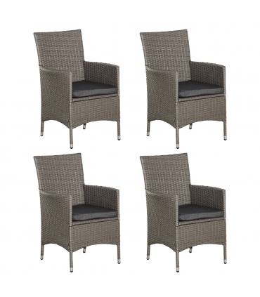 Outsunny 4PC Outdoor Rattan Armchair Wicker Dining Chair Set for Garden Grey