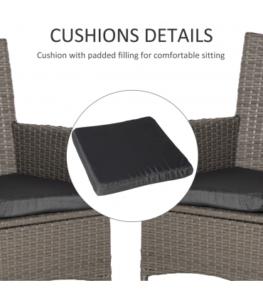 Outsunny 4PC Outdoor Rattan Armchair Wicker Dining Chair Set for Garden Grey