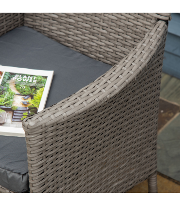 Outsunny 4PC Outdoor Rattan Armchair Wicker Dining Chair Set for Garden Grey