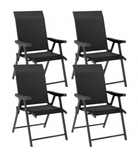 Outsunny 4PCS Folding Chair w/ Breathable Mesh Fabric Seat, Black