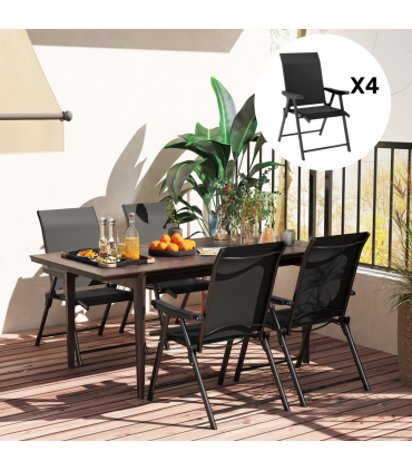 Outsunny 4PCS Folding Chair w/ Breathable Mesh Fabric Seat, Black